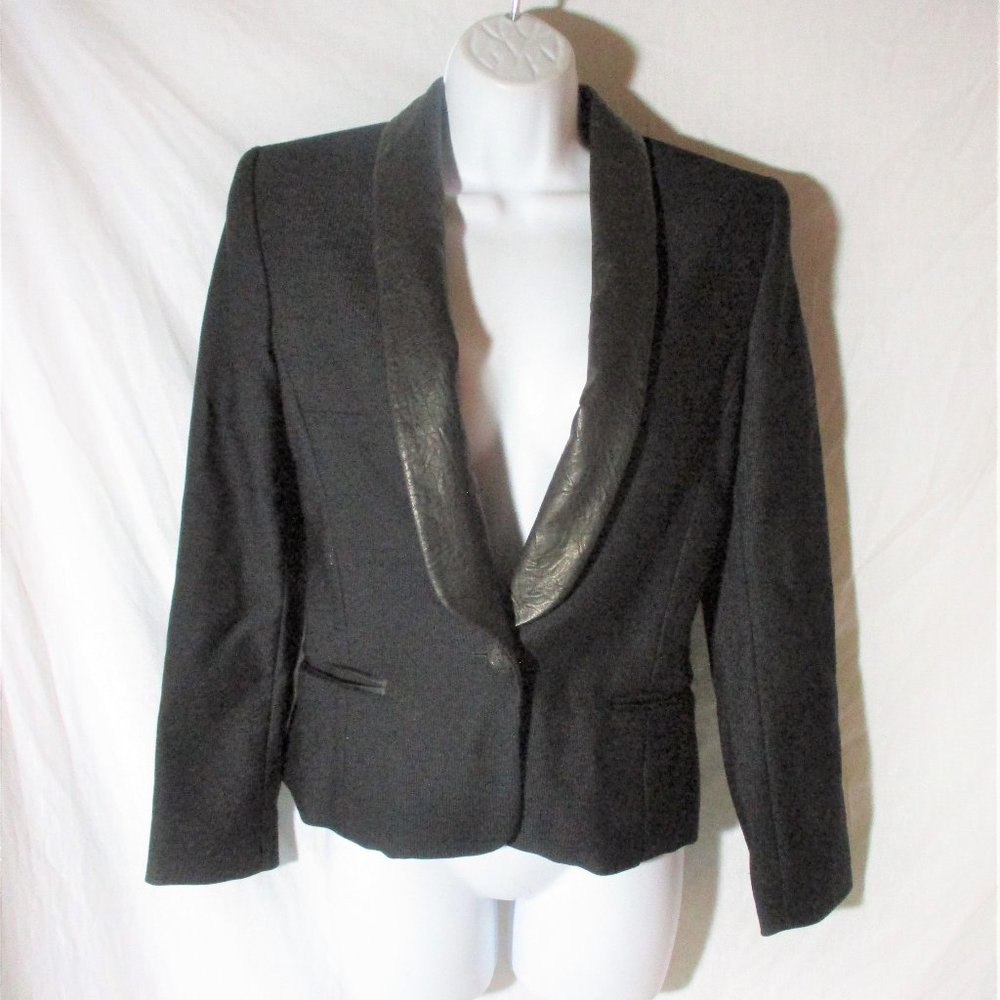 New ISABEL MARANT Leather Wool blazer jacket coat 1 BLACK